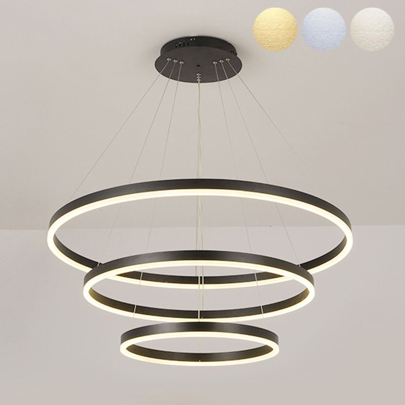 Anillo de 3 luces Luz de techo colgante de lámpara de lámpara de metal de estilo moderno