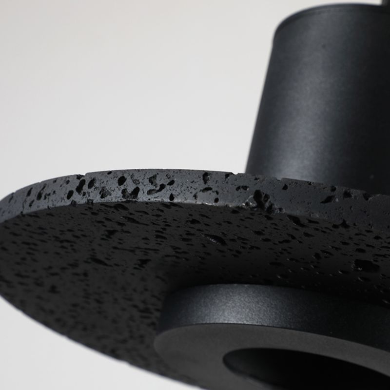 Single Head Stone Hanging Light Contemporary Creative Suspension Pendant in Black