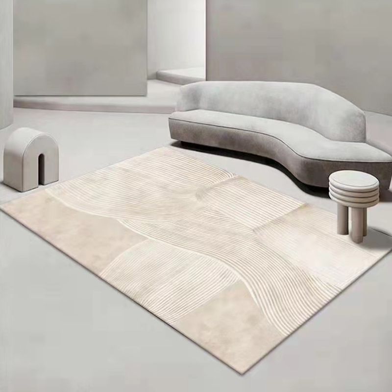 Nordic Style Rug Polyester Color Block Carpet Non-Slip Backing Rug for Bedroom