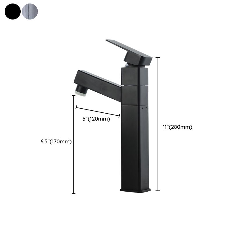 Modern Bathroom Vessel Faucet Swivel Spout Single Handle Faucet with Pull down Sprayer
