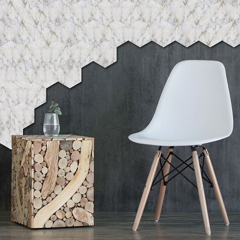 Contemporary Marble Look Wallpaper Panel for Living Room 5-sq ft Wall Art in Grey-White, Removable