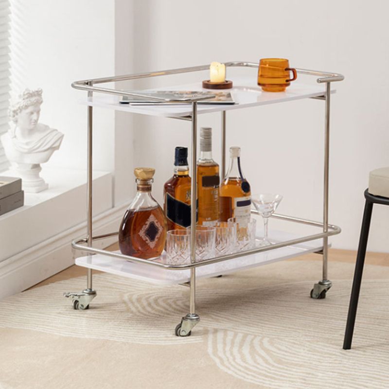 Contemporary Glass End Table with Casters Shelf Included 25.6"w Side Table