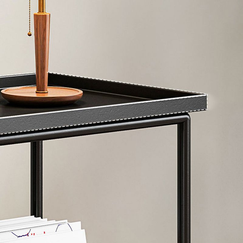Rectangle Tray Top Side Table Iron Base End Table with Storage