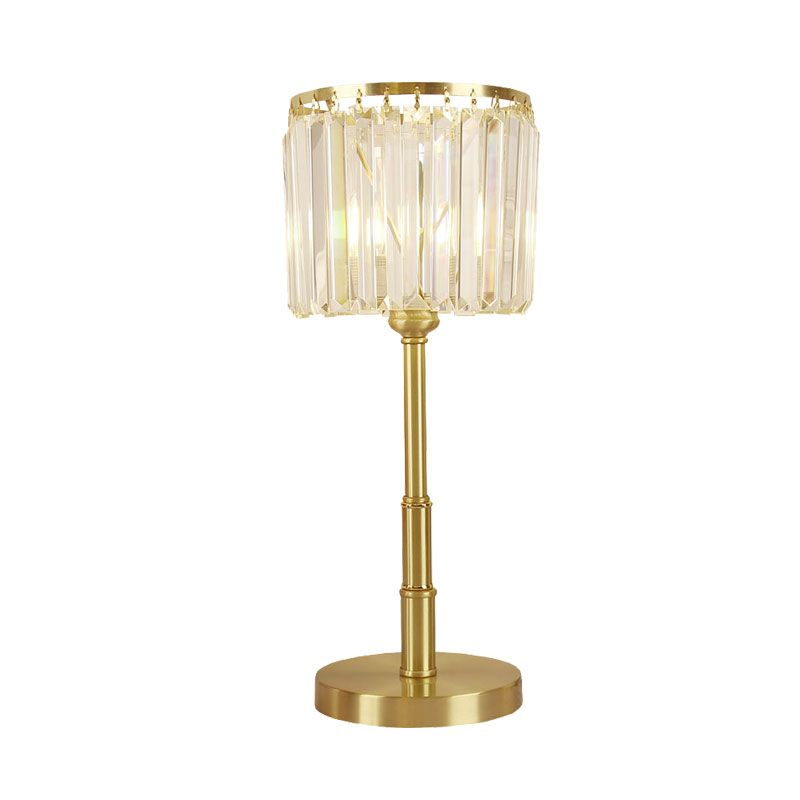 Lámpara de vidrio transparente de vidrio transparente LED Luz de comedor cilíndrico de latón Luz de mesa de comedor cilíndrico