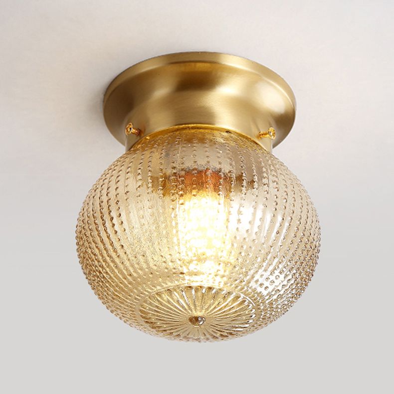 Glass Ceiling Light Fixture Simplistic Gold Round Aisle Ceiling Fixture