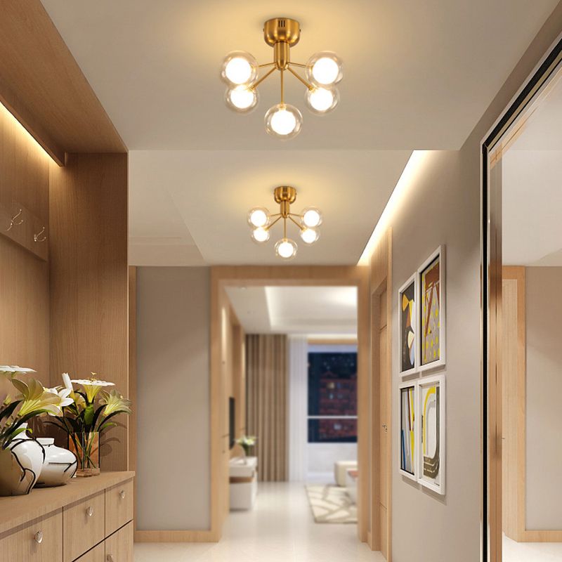 Sputnik Ceiling Lighting Contemporary 5-Light Semi Flush Mount for Hallway