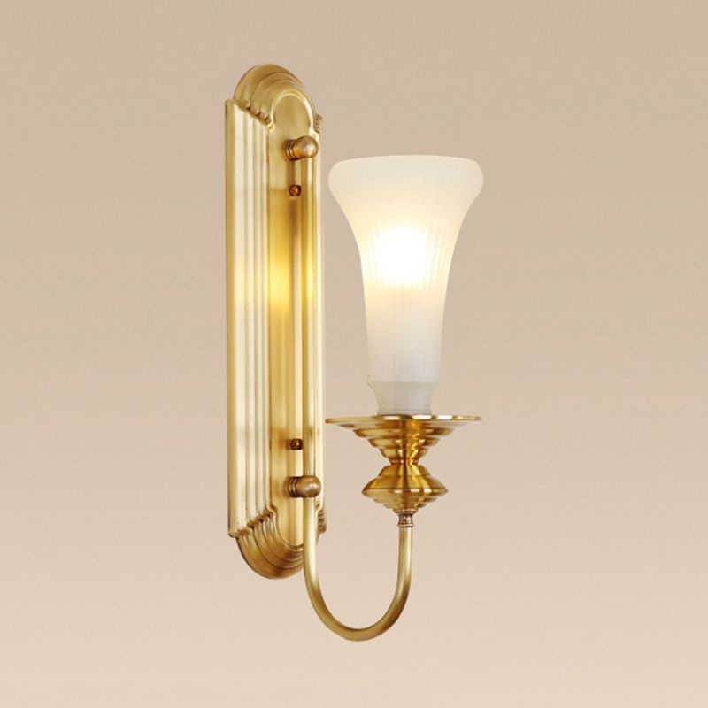 Contemporary Armed Wall Mounted Light Milk Glass Wall Lamp for Bedroom