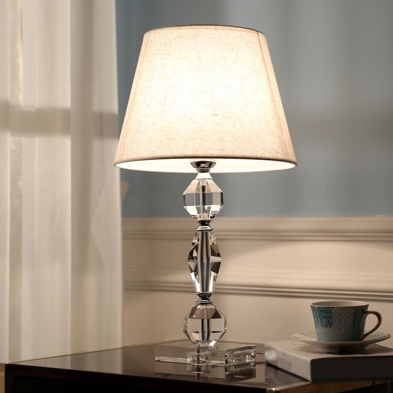 1 hoofd gefacetteerde ballen tafellicht modern heldere kristallen nachtkastje lamp met vat stof schaduw