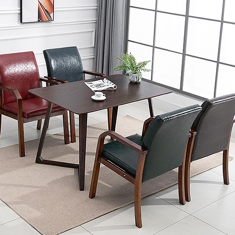 Scandinavian Home Arm Chair Solid Back Wood Upholstered Single Dining Room Chair
