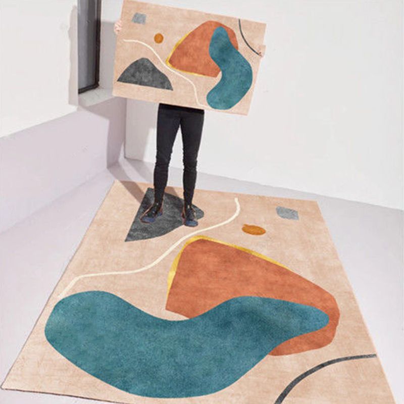Multicolor Modern Area Carpet Polyester Abstract Print Indoor Rug Easy Care Carpet for Living Room