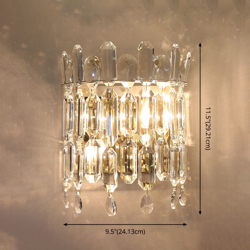 Lampada da parete in oro in cristallo nella moderna sconde da parete a 2 luci di metallo elettroplate artistico