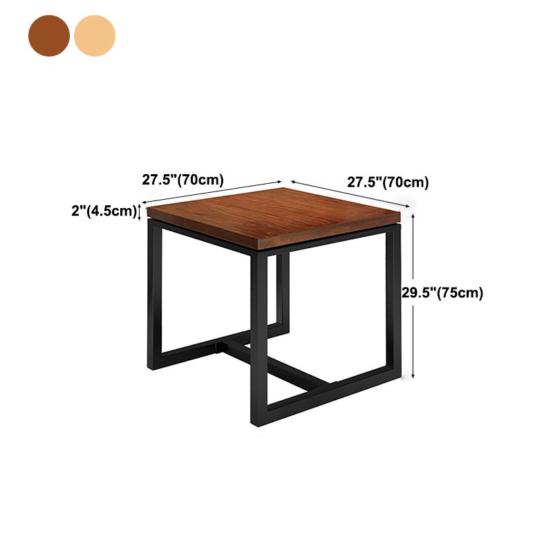 Solid Wood Top Dining Table Industrial Square Black Iron Trestle Base Table