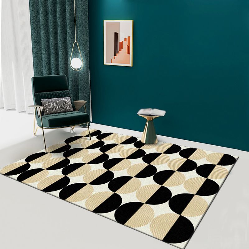 Minimalist Carpet Unique Contrast Panel Area Rug Polyester Stain Resistant Carpet for Living Room