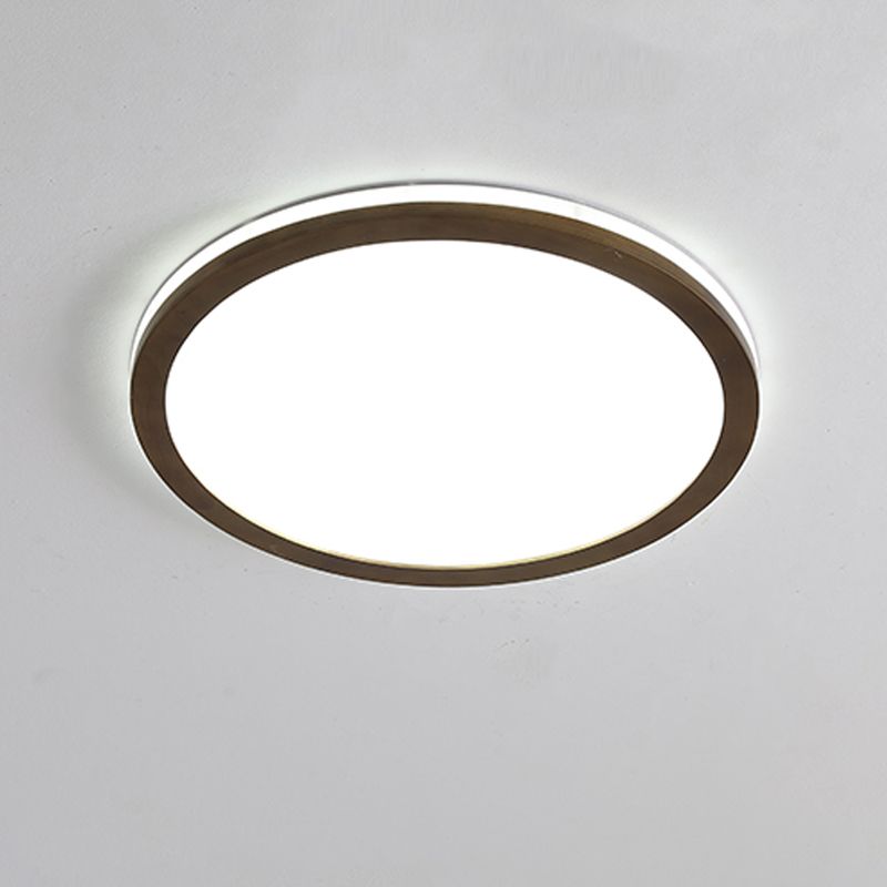 Modern LED Wood Flush Mount Circle Shape Ceiling Light with Acrylic Shade for Living Room