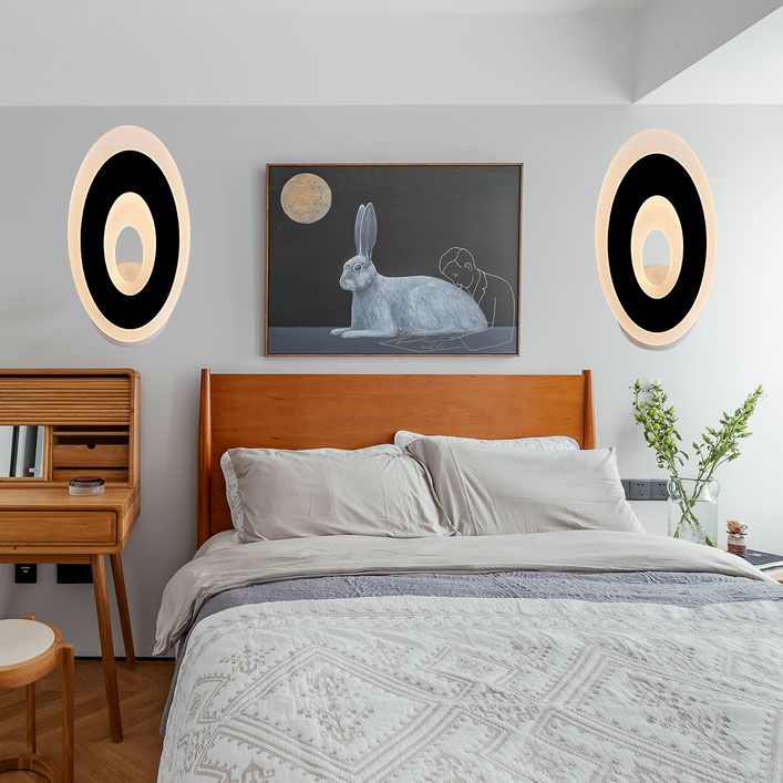 Illuminazione con applique a parete disco moderno a LED acrilico Light Sconce Black/White Sconce in luce calda/bianca