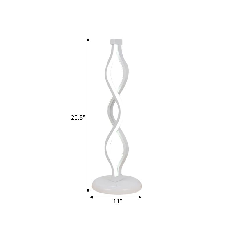 Minimalist LED Nightstand Light White Spiral Table Lamp with Metallic Shade for Bedside