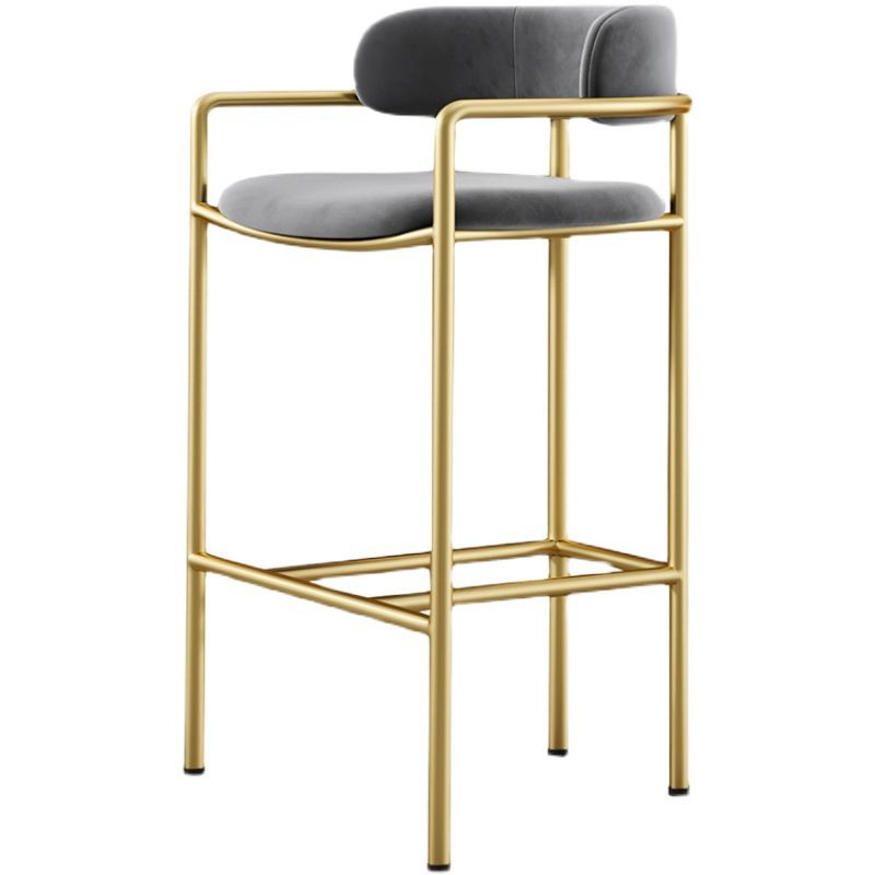 Glam Low Back Bar and Counter Stool Square Stool with 4 Gold Legs