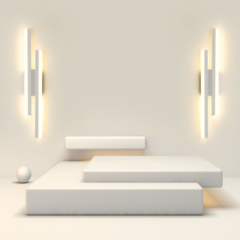 Shaded Bedroom Wall Sconce Lighting Metal LED Minimalism Sconce Light Fixture in White