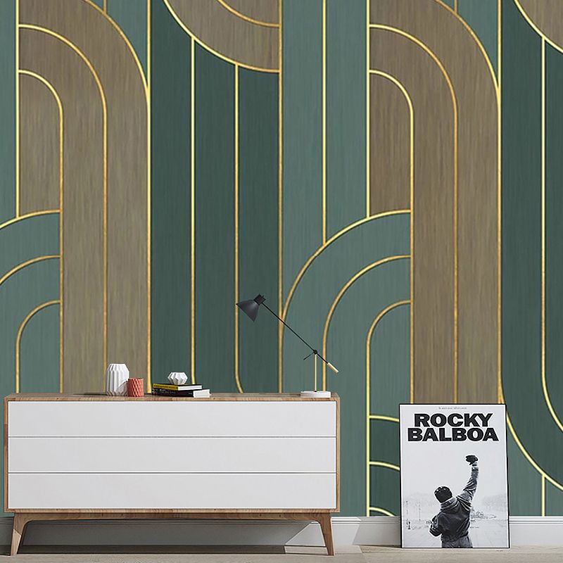 Stain-Resistant Mural Wallpaper Geometries and Stripe Personalized Size Contemporary Wall Art for Accent Wall