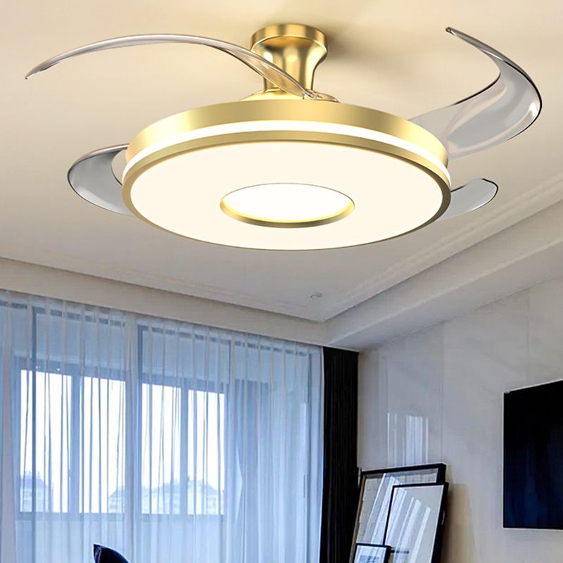 Simplicity Circular Ceiling Fan Lamp Frequency Conversion Semi Flush Mount LED Light