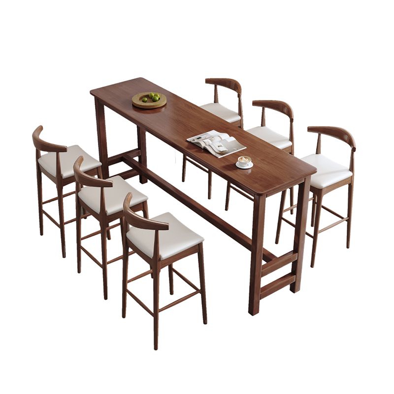 Modern Style Bistro Bar Table Rectangle Solid Wood Bar Table for Home