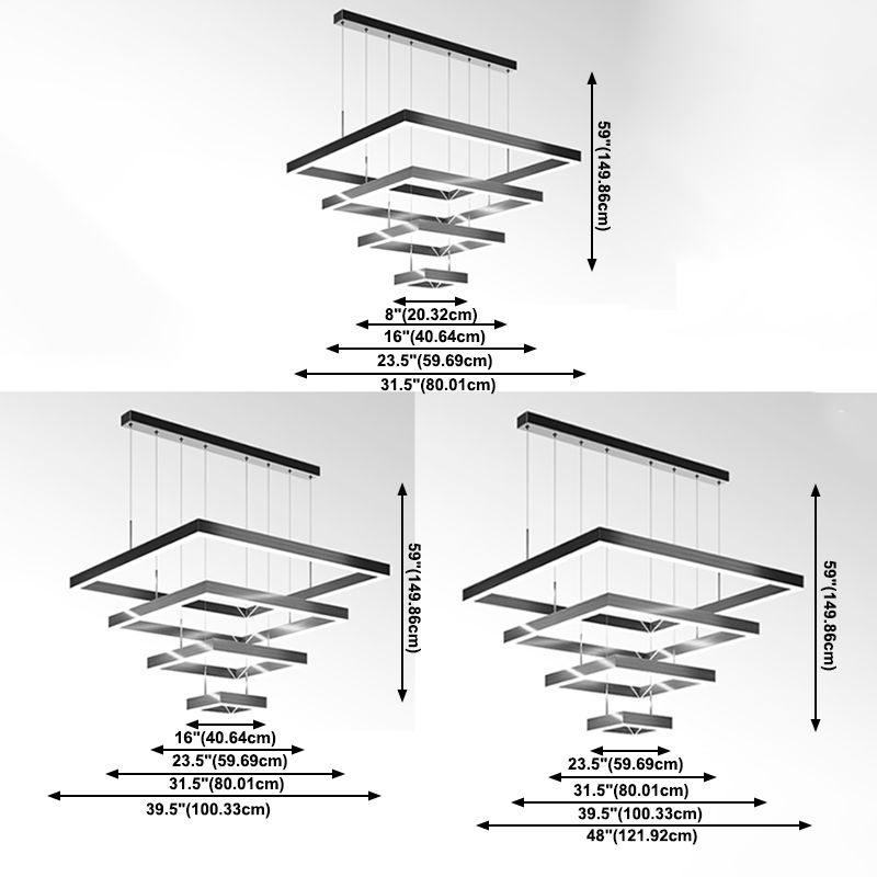 Geometry Shape Hanging Lamp Fixture Modern Style Pendant Lamp in Black for Living Room