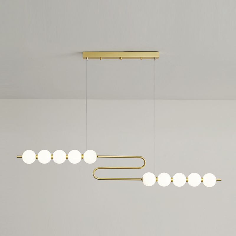 Modern Style Spherical Shape Island Lights Glass 8 Light Island Lighting in Gold