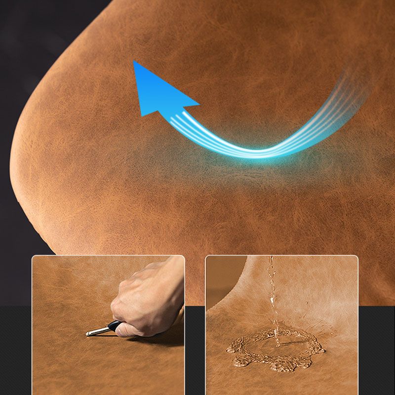 Contemporary Adjustable Height Home Stool Matte Finish Leather Barstool