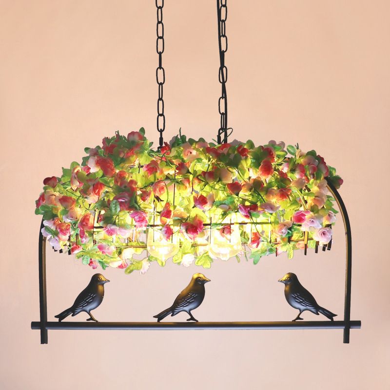 Black Metal Plant Island Ceiling Light Rustic Pendant  Lighting for Restaurant