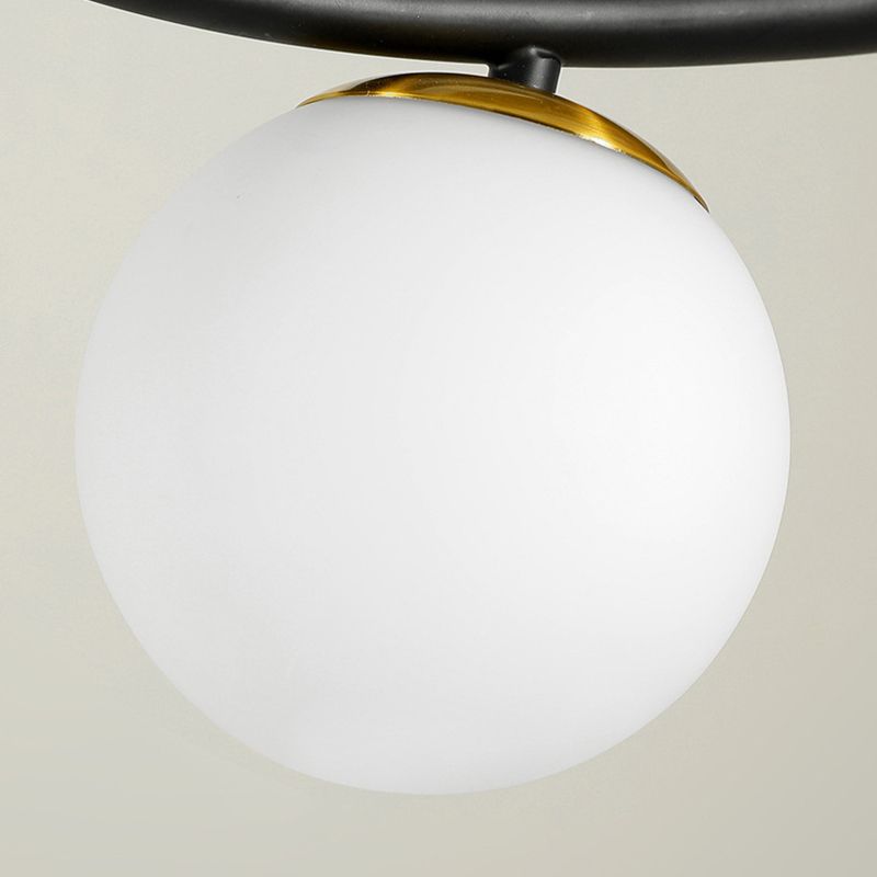 Glass Globe Island Light in Modern Luxury Style Lacquered Iron Pendant Light for Dining Room