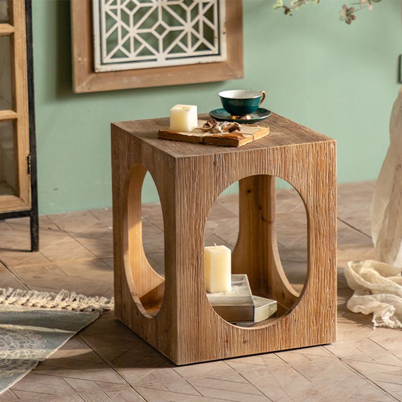 Rustic Corner Table Solid Wood Brown Side End Table for Living Room