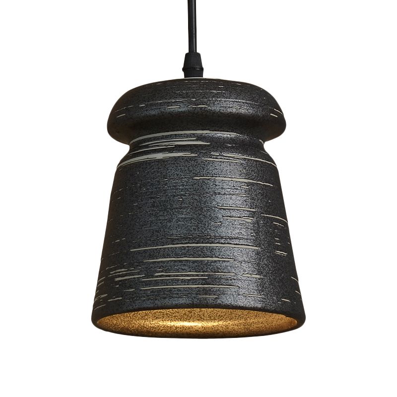 1-Kopf-Zylinder/Urne hängende Anhänger Industrial Style Schwarz Keramik-Federung Licht für das Restaurant