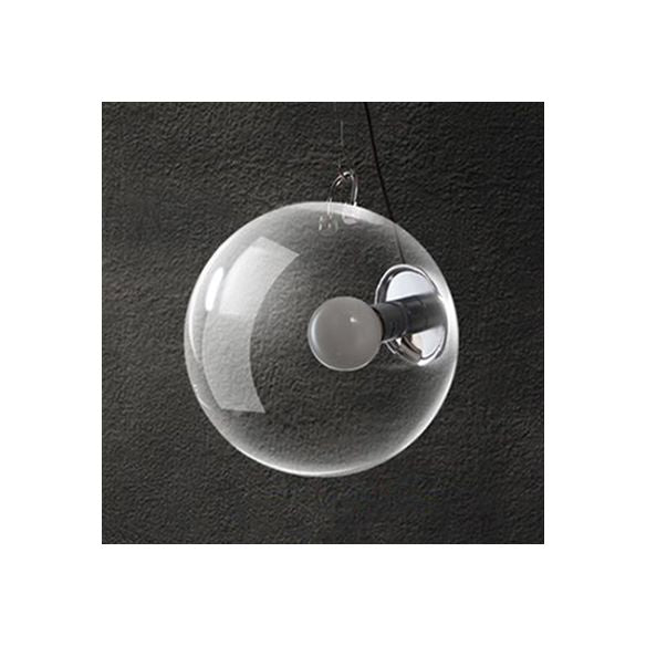 10 "/ 12" W Ball Flush Mount Light Simplicité Verre transparent 1 lumière chromée à chasse d'eau