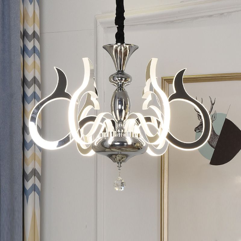 Modern Style Geometric Shape Chandelier Metal LED Hanging Light for Bedroom