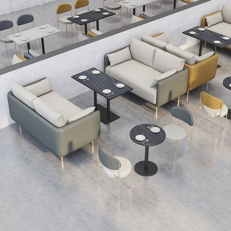 Glam Upholstered Dining Chairs Faux Leather Kitchen Chair with Metal Legs