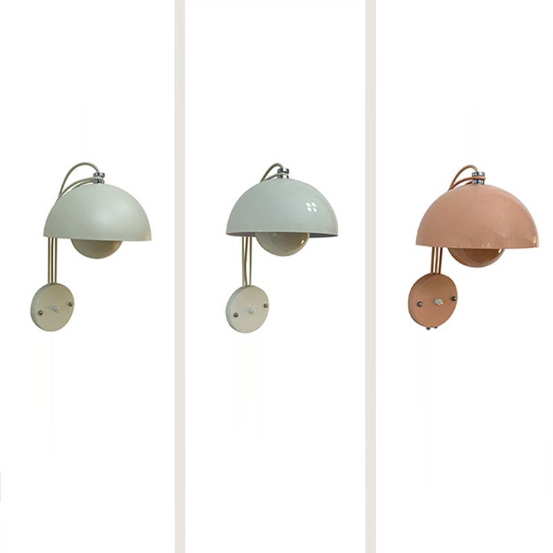 1-Light Wall Lamp Macaron Style Wall Mount Lamp with Metal Shade for Aisle