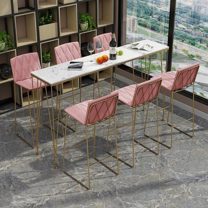 Glam Style Rectangle Bistro Set 1/7 Pieces Faux Marble Counter Set