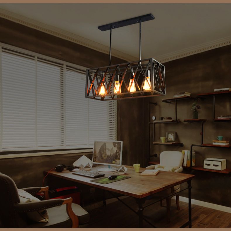 Vintage Industrial Island Lamp Black Iron Iron Cage Isola Pendanti per caffetteria