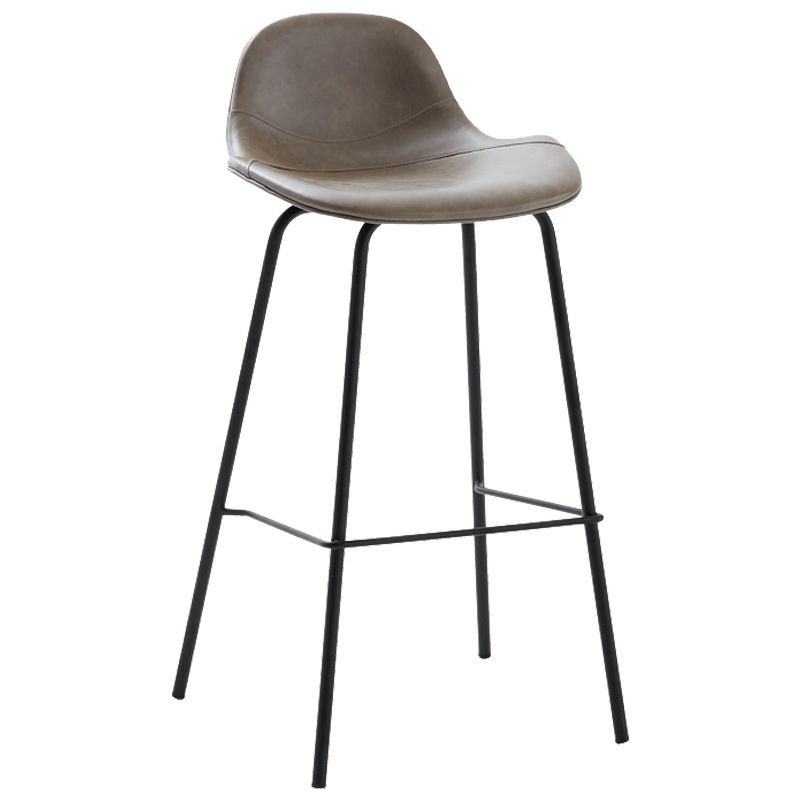 Modern Backrest Counter Stool Iron Bar Stool with Leather Cushion for Dining Room