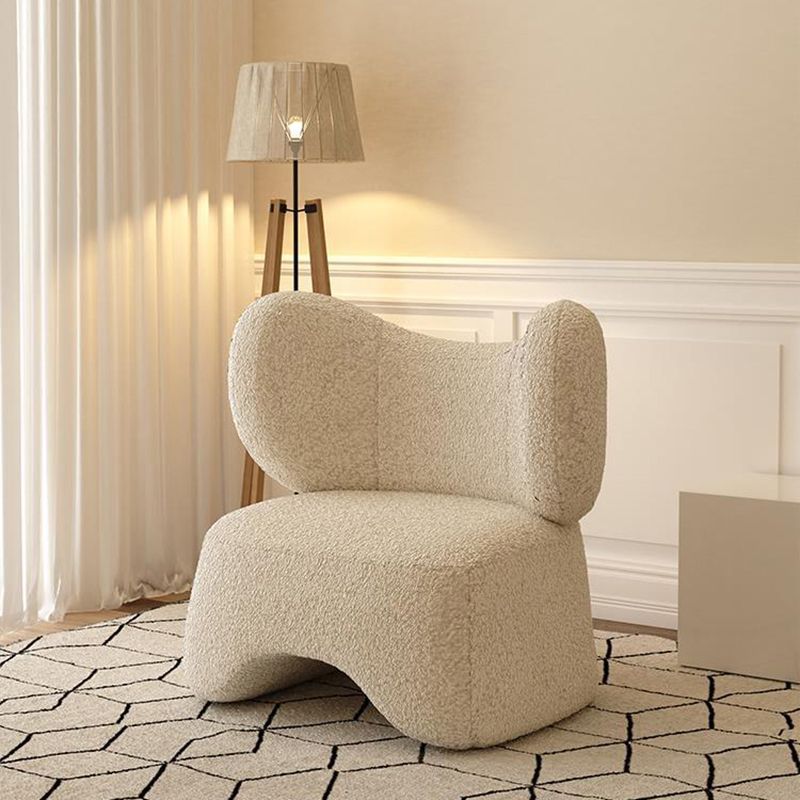 Modern Fabric Sofa in White, Tuxedo Arm Standard Sofa for Living Room