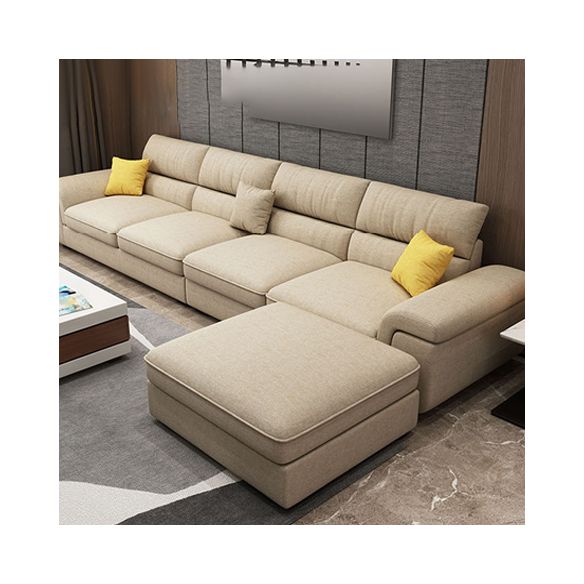 Modern Reversible Chaise Sofa with Pillows Flared Arm Sofa for Living Room