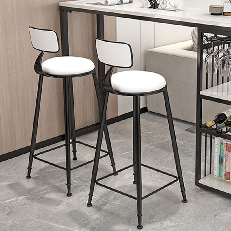 Industrial Armless Dining Stools Round Bar Stools with Metal Base