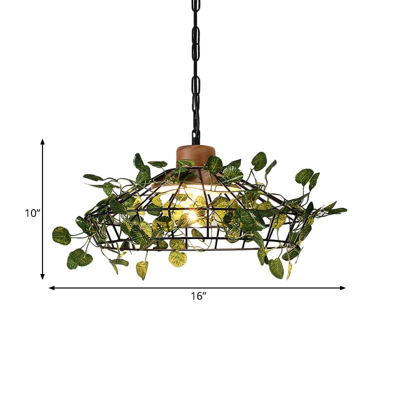 1 Glühbirnenkäfighängeanhänger Vintage Black Metal LED -Pflanzen Deckenhänge für das Restaurant