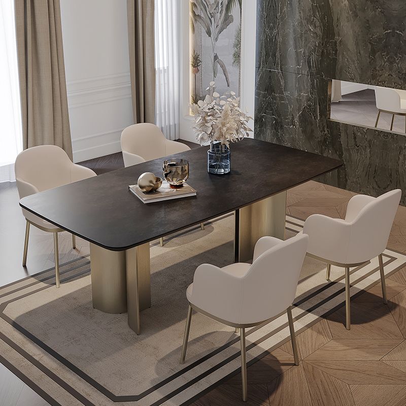 Nordic Glam Sintered Stone Rectangle Table Set 1/4/5/7 Pieces Dining Set