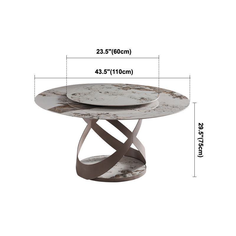 Sintered Stone Table for Restaurant Modern Round Table with Metal Pedestal
