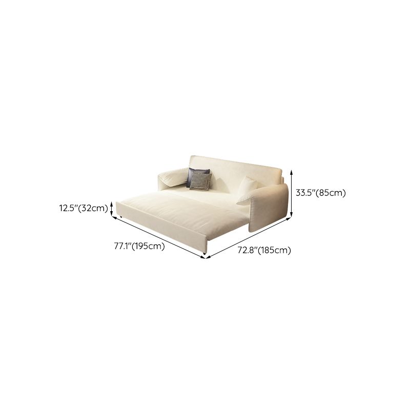 Faux Leather Sofa Bed Convertible with Storage Sofa in Beige