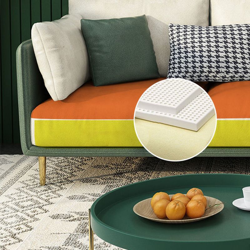 Green Luxurious Sectional Sofa Faux Leather Round Arm Sectional