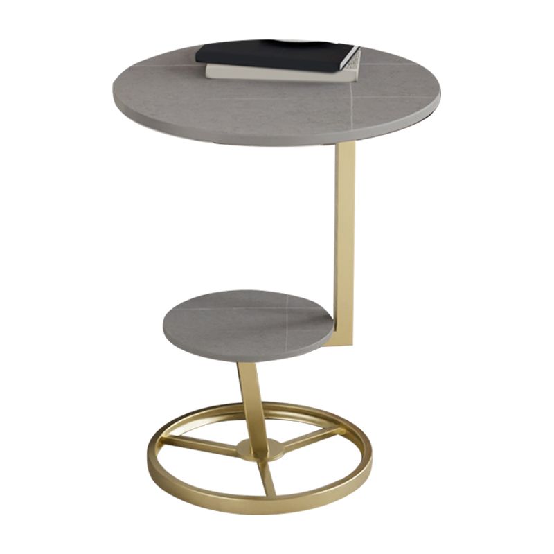 Modern Abstract Corner Table Round Slate Side End Table for Living Room