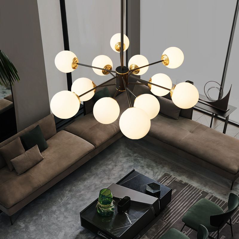 Spherical Shape Hanging Chandelier Modern Style Glass Multi Light Hanging Lamp for Bedside