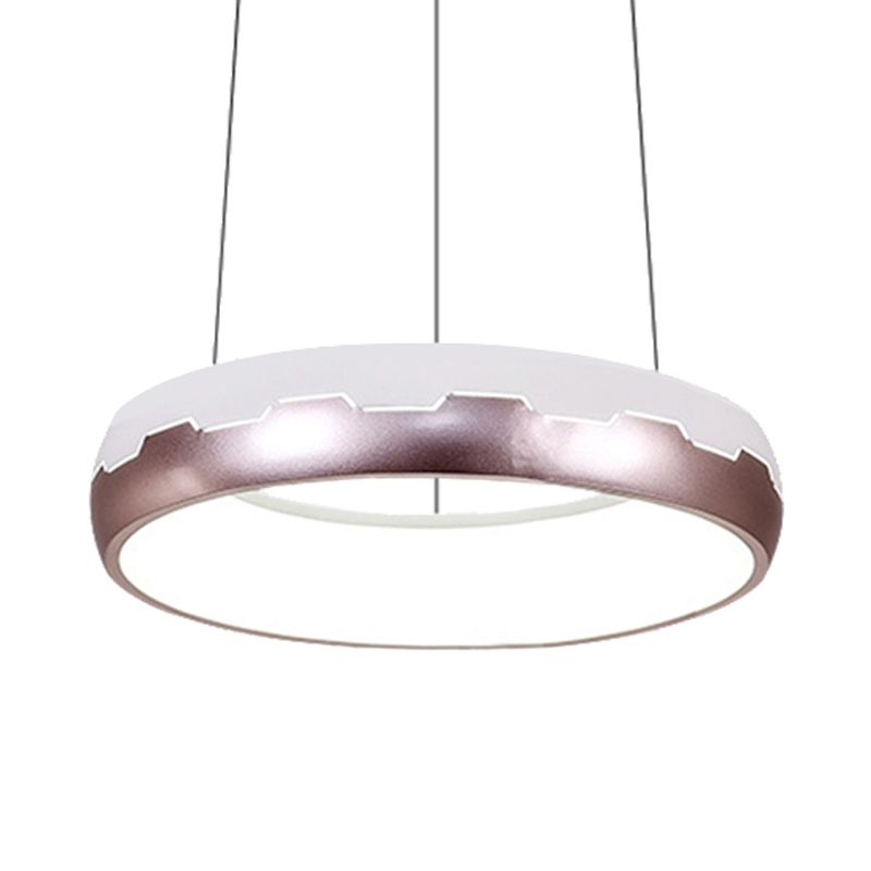 Iluminación de suspensión del anillo de oro rosa Kit de luz colgante de metal LED moderno con luz blanca/cálida, 18 "/21.5" de ancho